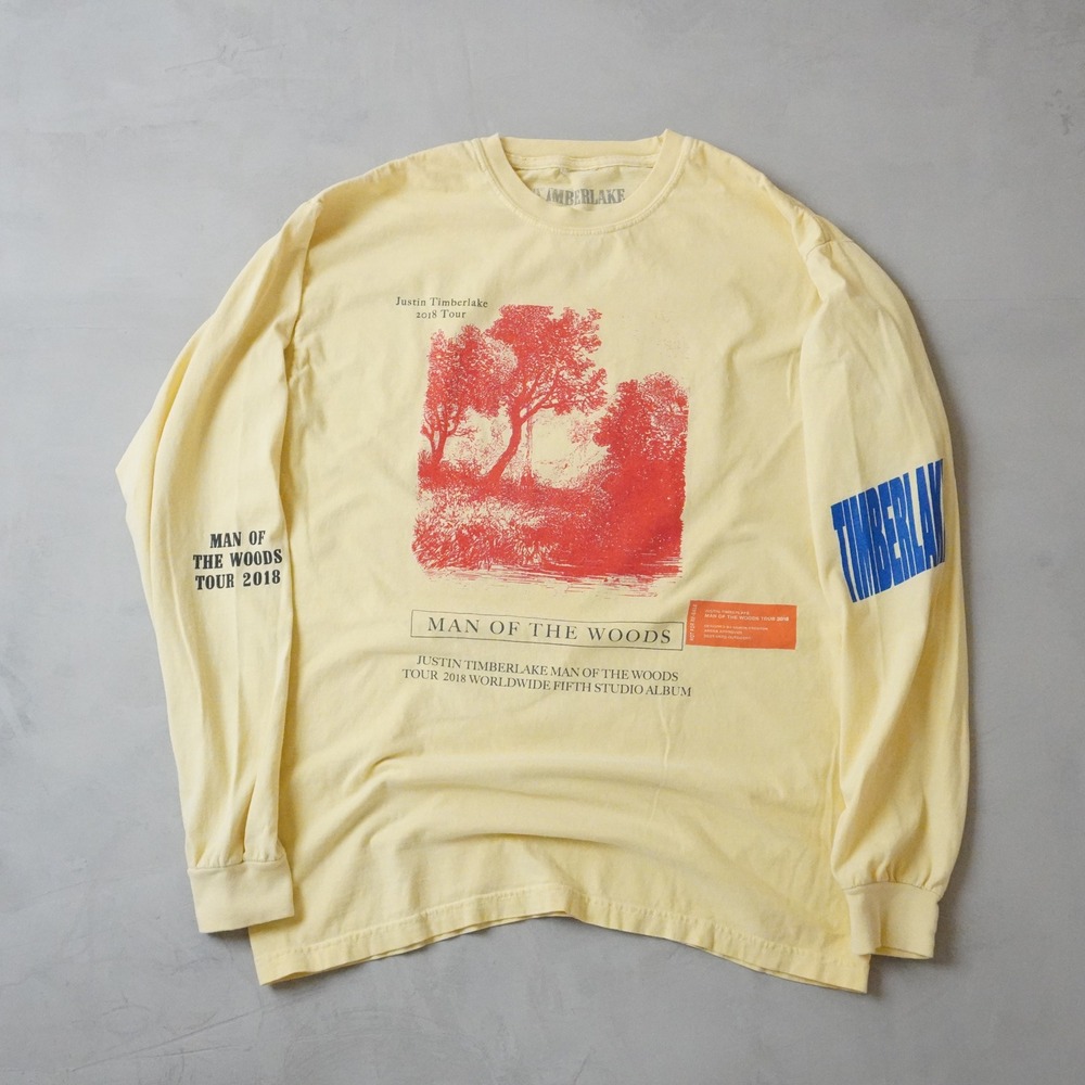 Justin Timberlake Man of the Woods 2018 Tour Long Sleeve Shirt Yellow Medium